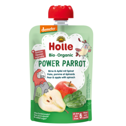 Holle Power Parrot Pure - Dardhë, mollë, dhe spinaq