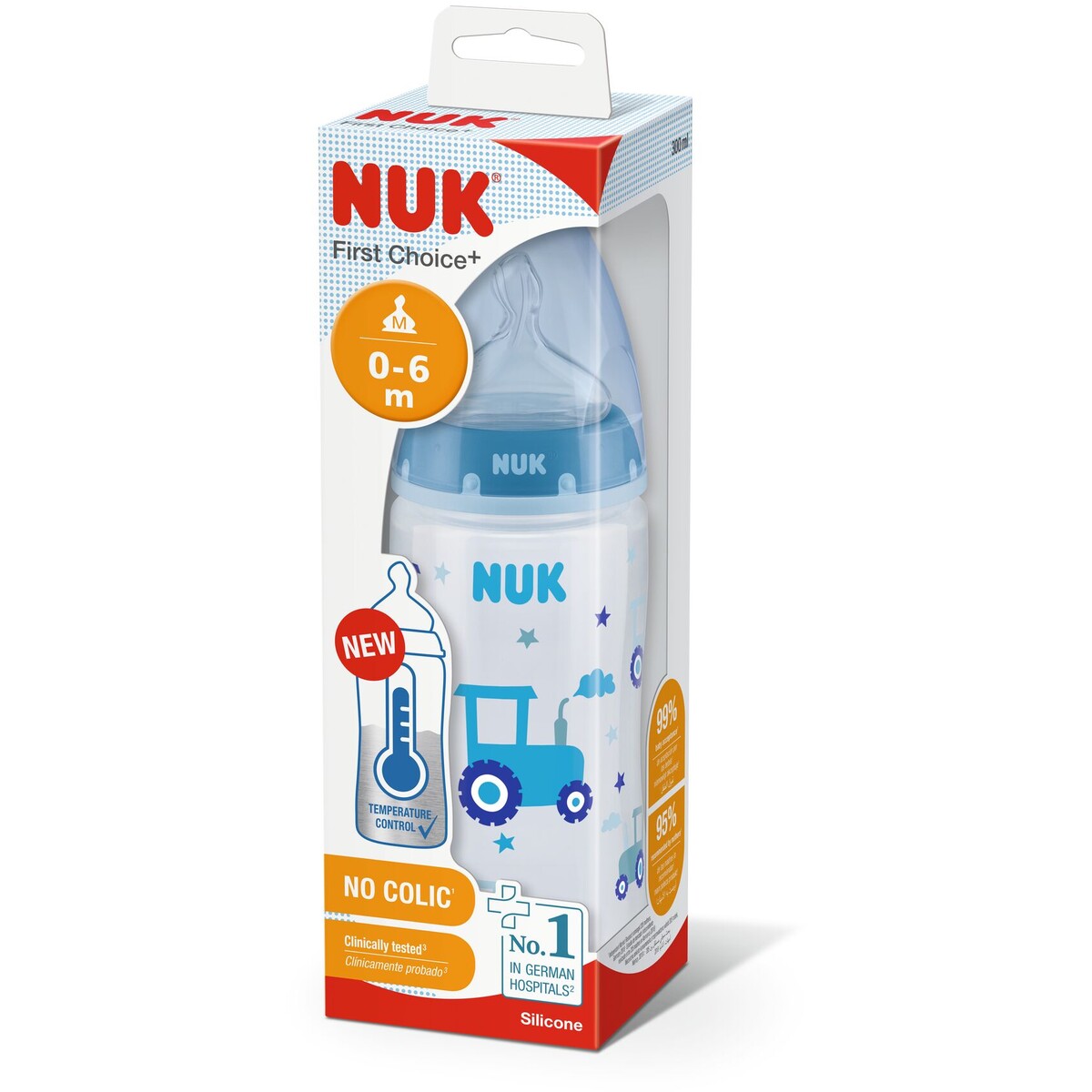 NUK Shishe Plastike Silikoni F/C me Kontrollues Temperature (0-6 MUAJ) 300ml